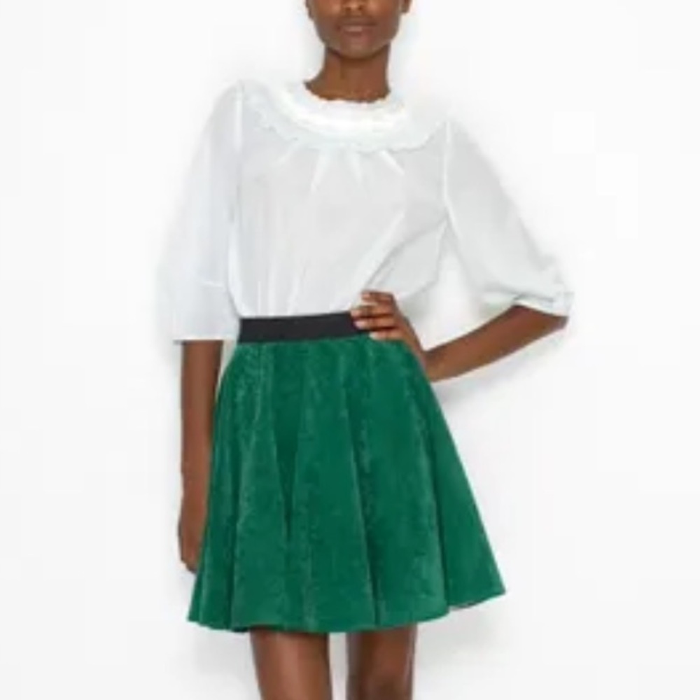 3.1 Phillip Lim Forest Green Suede Skirt Silk Lined Italian Hardware Embroidered - Picture 12 of 14